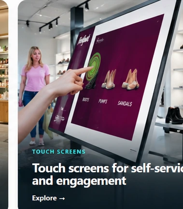 Interactive commercial touch screen in a retail environment