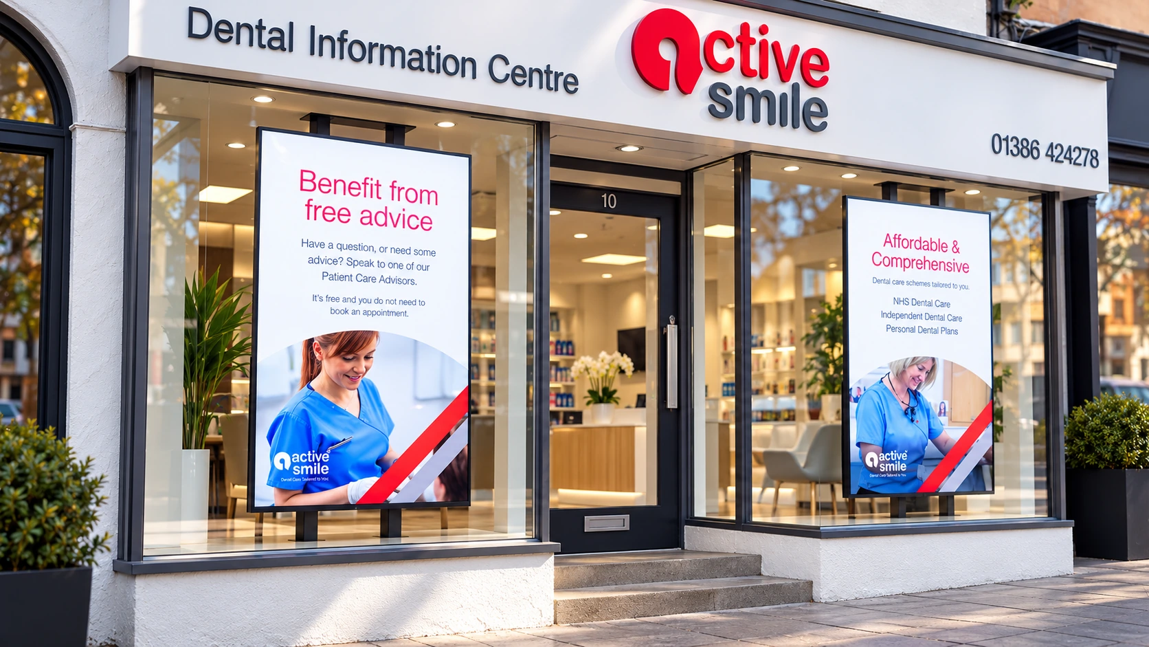 Ultra high brightness digital display in an estate agent shop window